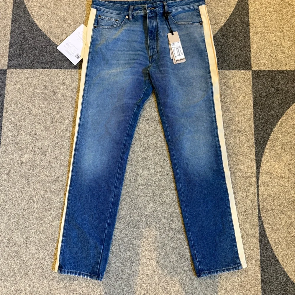 Palm Angels Jeans with Side Stripe, Mens NEW - Picture 8 of 9